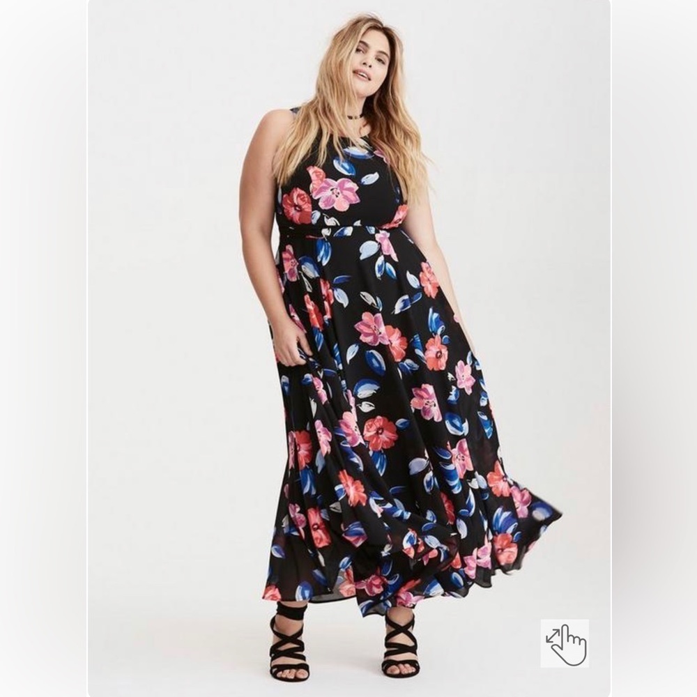 Torrid Floral Print Georgette High Neck Maxi Dress Size 26